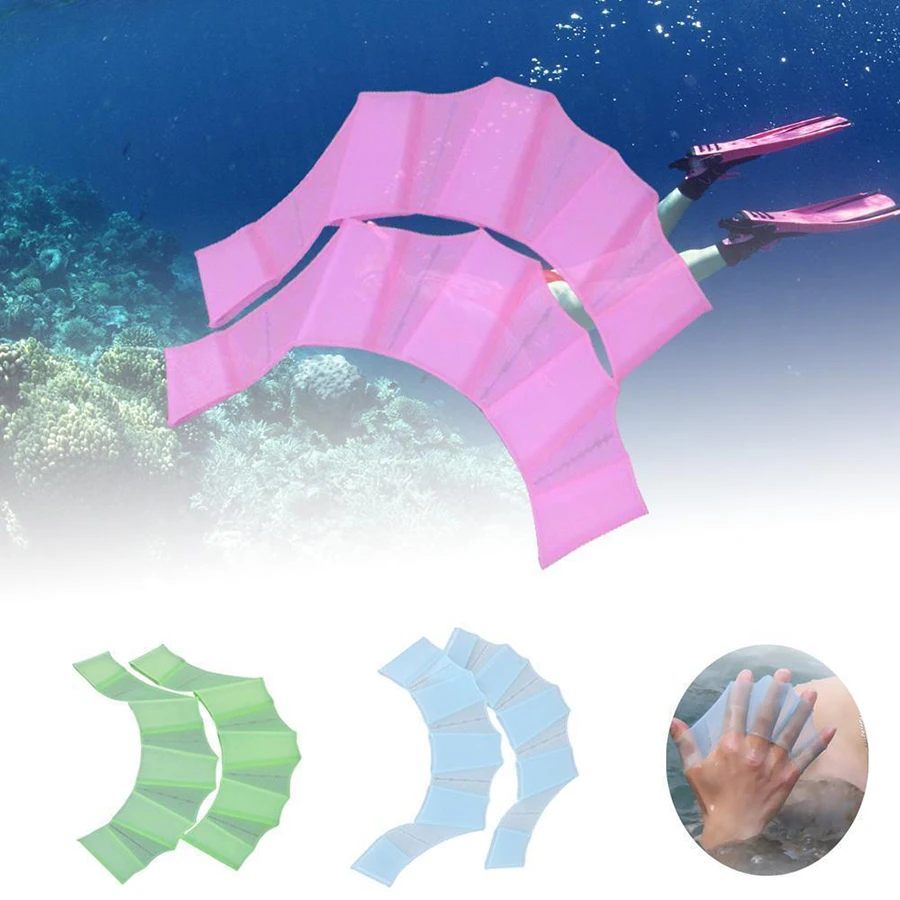 

1 pair Silicone Hand Paddles Swimming Gloves Webbed Finger Training Paddle Diving Gloves Hand Fins Swimming Watersport Equipment