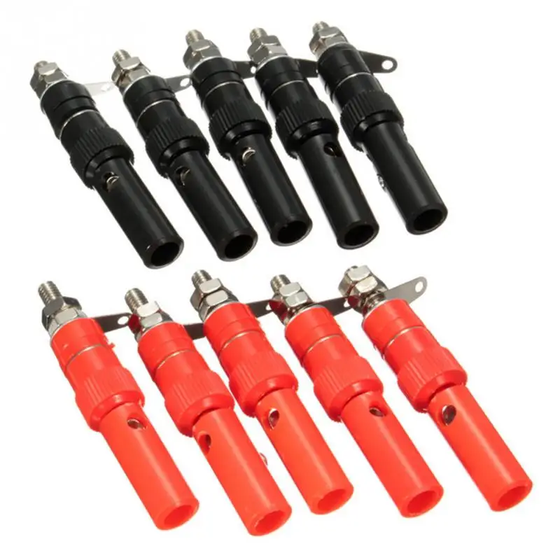 

10 Pairs Zinc Alloy 4mm speaker cable terminal Banana Plug jack socket connectors male adapter for Probes Binding Post Red Black