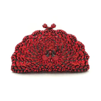 

Luxury women evening party bag bridal wedding purses diamonds accessories elegant cute animal double peacock crystal bag purses