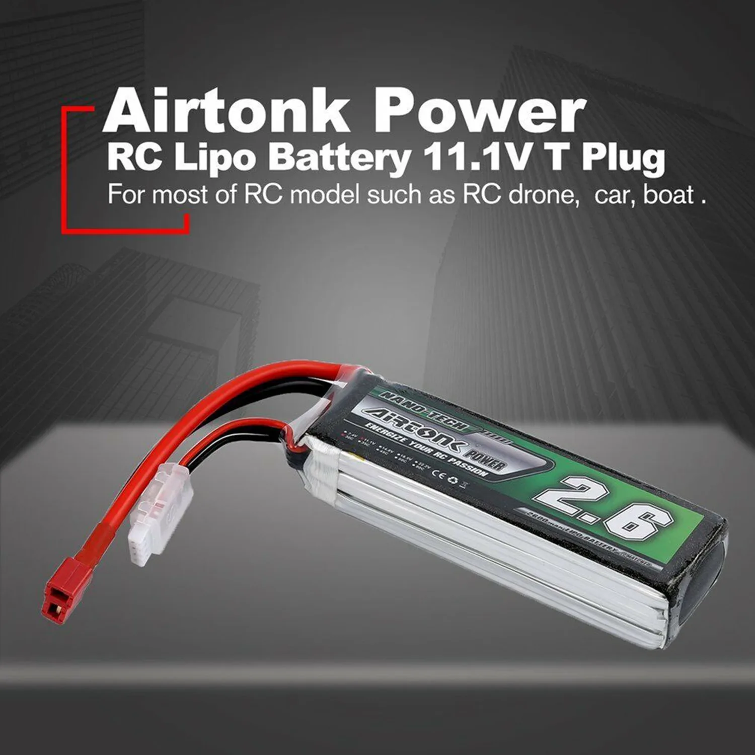 Airtonk power 11 1 V 2600 Mah 30C 3 S P Lipo батарея T Разъем для Rc Дрон автомобиля|Комплекты батарей|