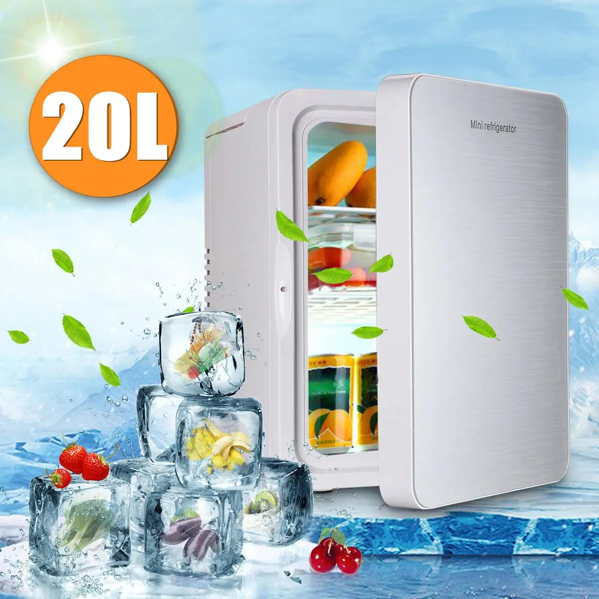 

20L Refrigerator Dual-Use Home Car Fridge Mini Refrigerators 12V 56W Portable Ultra Quiet Cooling Heating Box Fridge for Travel