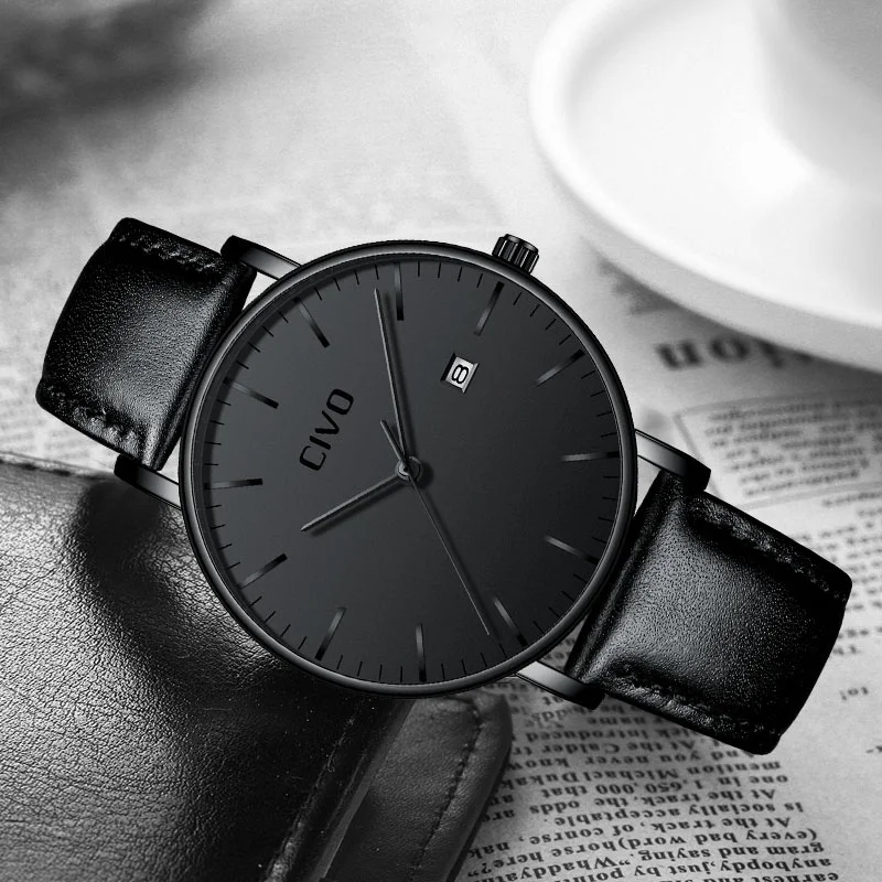 

CIVO Casual Top Brand Men Watch Slim Minimalist Waterproof Date Wrist Watch For Men Business Fashion Quartz Watch Men Clock