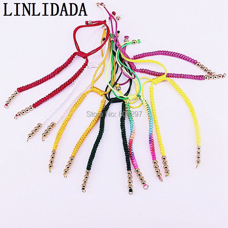 

20Pcs Adjustable Handmade Woven Thread and Copper beads Macrame Cord Bracelet for women jewelry making findings