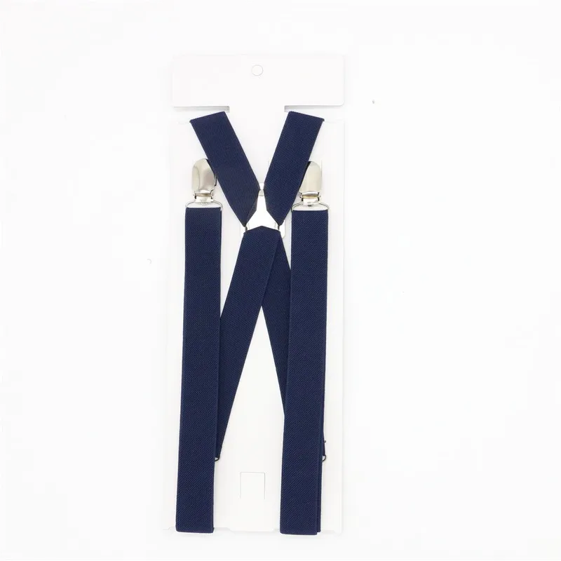 4 Clips Solid Men's Suspenders 2.5cm Width Women's Pants With Adjustable Suspenders Triangle Metal Cross