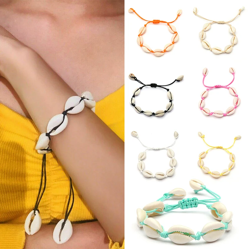 

Sale Summer Natural Shell Beach Women Men Bracelets Anklet Women Sea Colorful Rope Ankle Chain Foot Jewelry