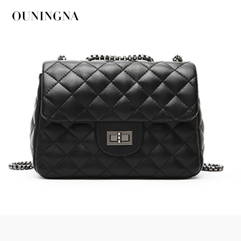 

OUNINGNA 2019 new fashion mini sheepskin female bag chain ins super fire single shoulder cross body bag handbag