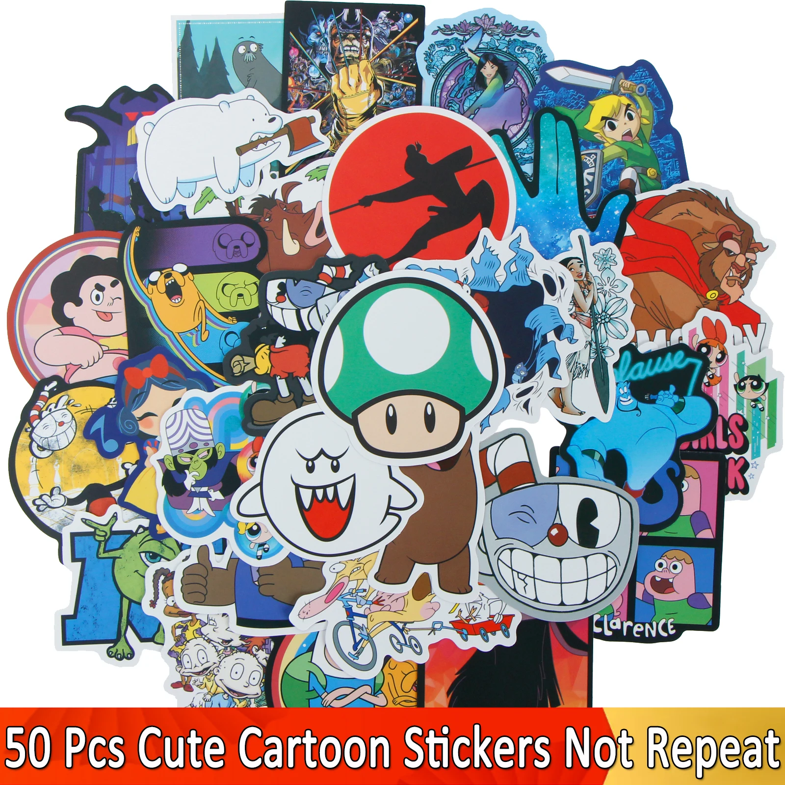 Random 50 Pcs Cute Cartoon Character Stickers for Car Styling Motorcycle font b Phone b font