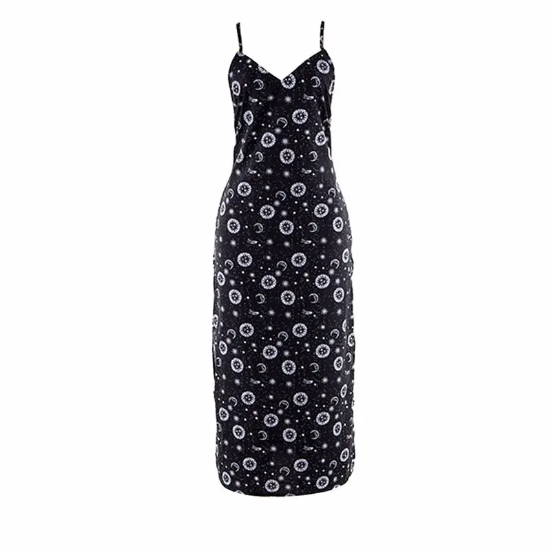 

Women Midi Dresses Sweet Elegant Gothic Travel Beach Sexy Streetwear Aline Strapless Backless Print Split Summer Female Dress