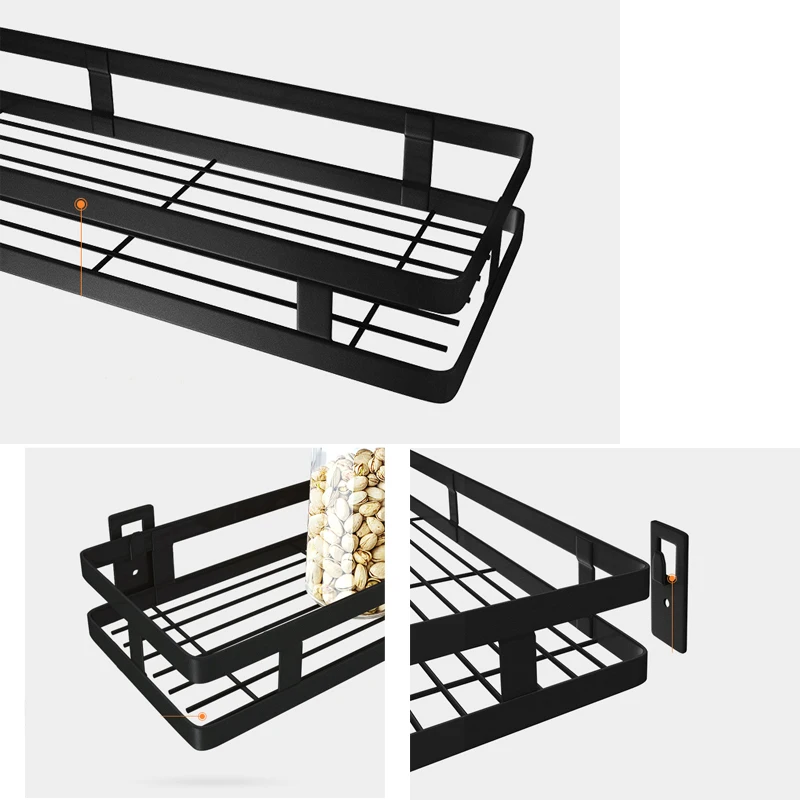 Настенный держатель для хранения из нержавеющей стали, кухонный стеллаж для приправ, полка для ванной комнаты, держатель для туалетных принадлежностей, домашняя организация