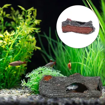 

1pc Fish Tank Resin Ornament Landscaping Tunnel Cave Decoration Aquarium Resin Hollow Tree Decoration Artificial Driftwood