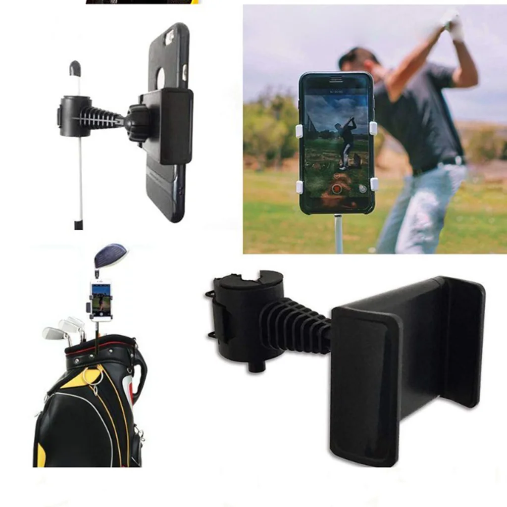 

360 Degree Rotatable Golf Swing Recording Phone Holder Pull Cart Mount Clip for Smartphones