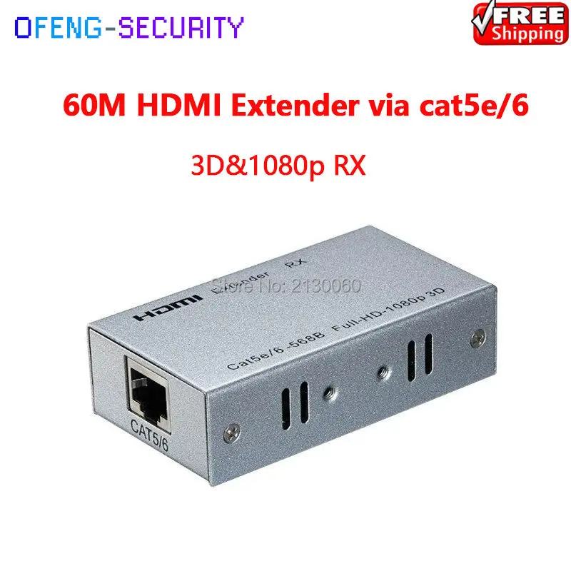 

Free Shipping HDMI Extender uses single cat-5E or cat-6(recommended) cables up to 60 meters, Bi-directional IR control,1080p
