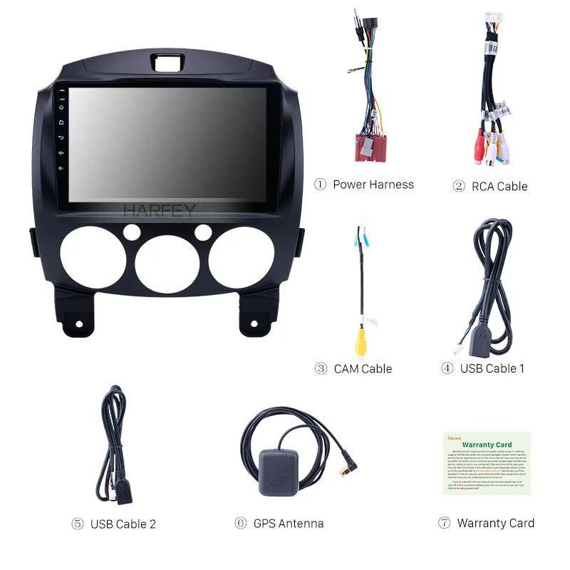 Best Harfey Android 8.1 9" 2Din Car Radio For MAZDA 2/Jinxiang/DE/Third generation 2007-2014 GPS Navi Multimedia Player Head Unit 3