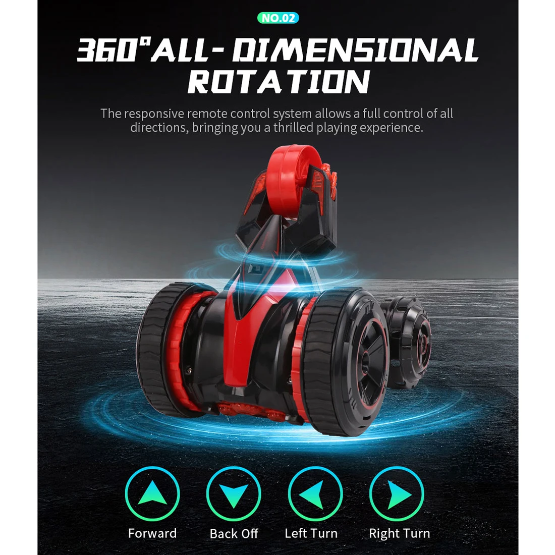 

Rowsfire Jjrc Q49 2.4g 360 Degree Rotate Double-sided Rc Special Car Rolling Car Toy Deformation Vehicle With Cool Light - Blue
