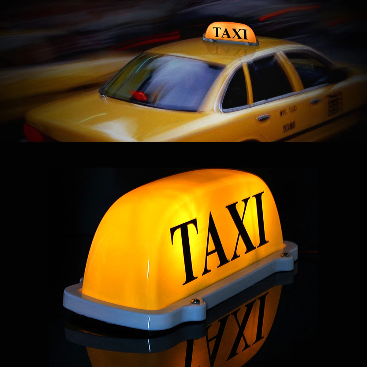 

12V Car i Meter Cab Topper Roof Sign Light Lamp Bulb Magnetic Base Yellow Wire length: 68cm