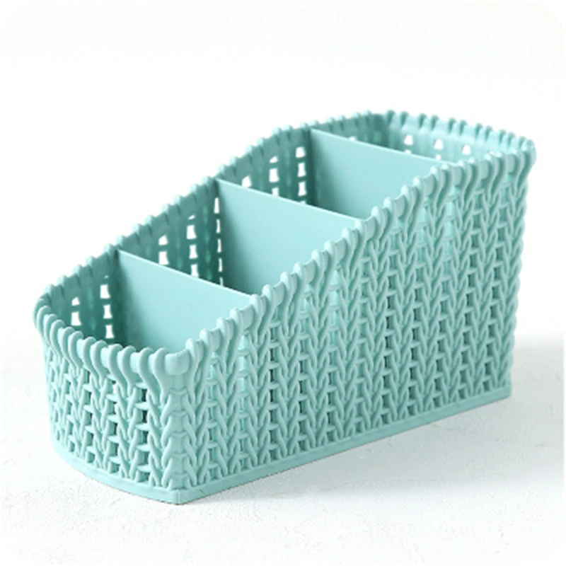 

Plastic Rattan Wicker Effect Small Storage Filing Basket Desk Tray Organizer