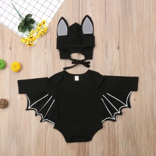 

Newborn Baby Boy Clothes Batman Romper Bodysuit+Hat Halloween Costume Outfits Clothes Set