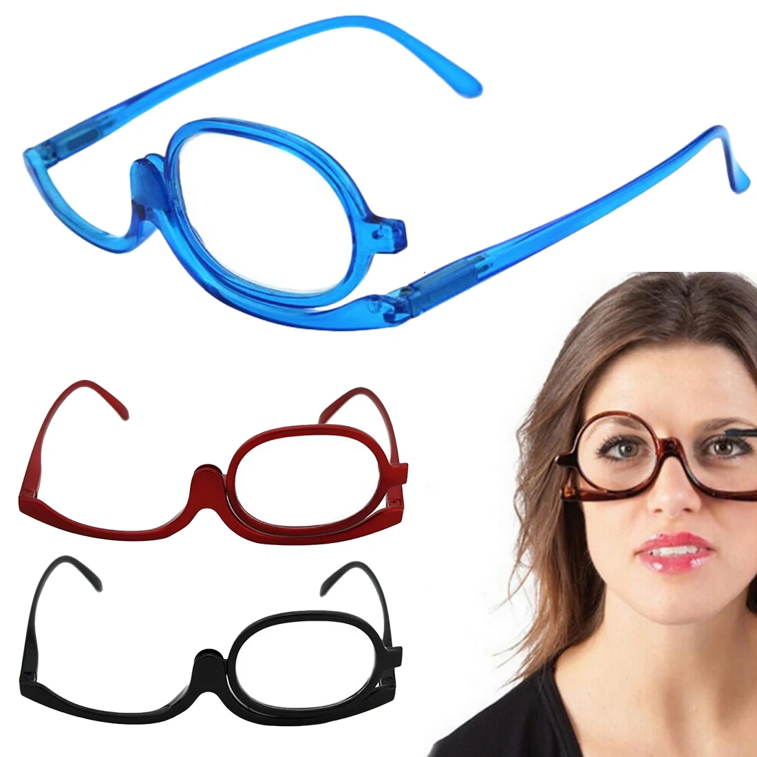 Women Making Up Reading Glasses Cosmetic Rotatable Glasses Presbyopic Eyeglass +1.0~+4.0 lentes de lectura hombre