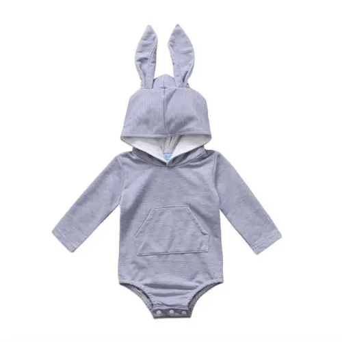 Одежда для новорожденных мальчиков и девочек 0-24 месяцев, комбинезон с капюшоном и заячьими ушками, комбинезон, одежда