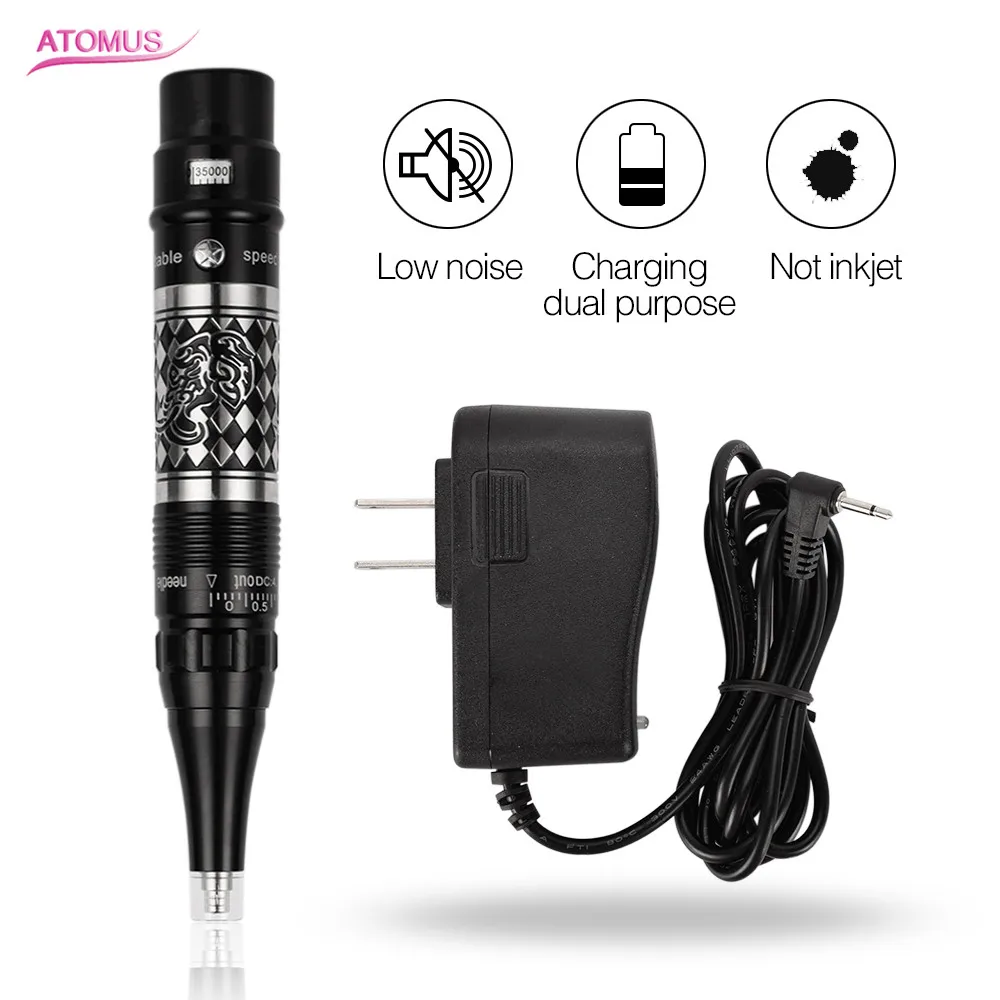 

ATOMUS Rotating Tattoo Semi Permanent Makeup Pen Machine Eyebrow Makeup Eyebrow Lip Tattoo Machine US Plug