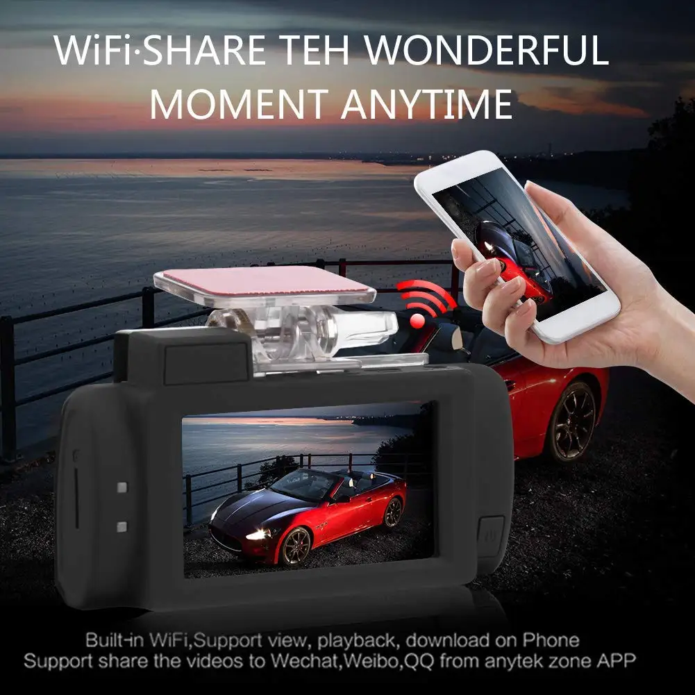Anytek G200 2.7in сенсорный экран двойной объектив 4K UHD WiFi Автомобильный