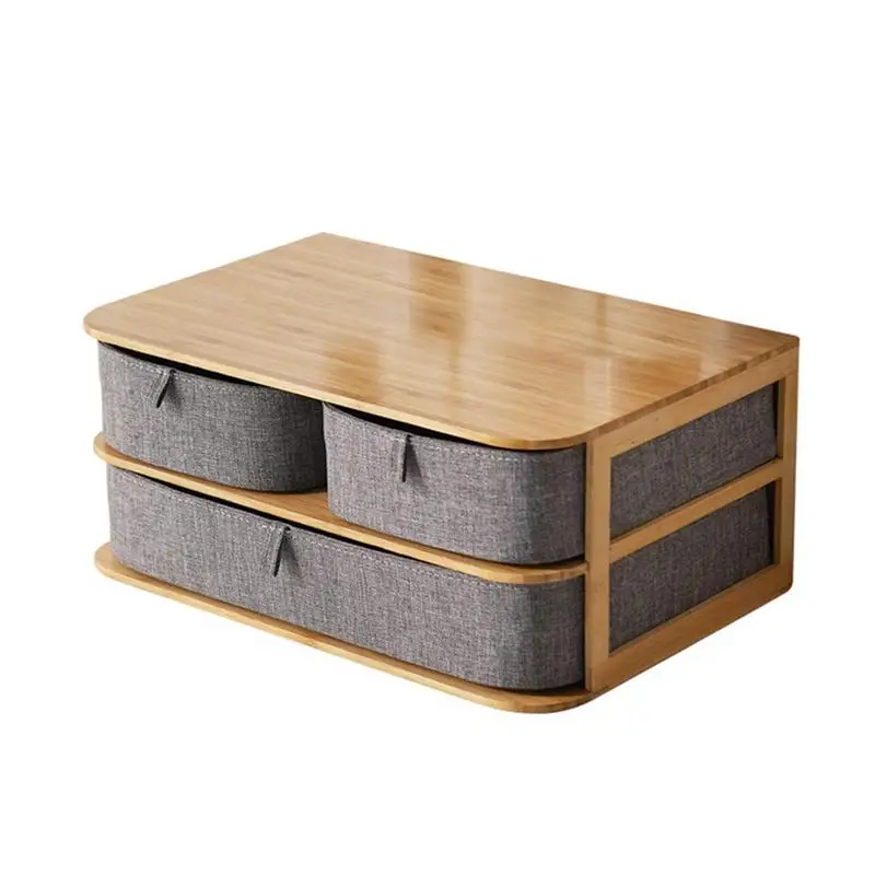 Большой многослойный бытовой ящик для хранения, офисный бамбуковый чехол для хранения, элегантная простая четкая классификация