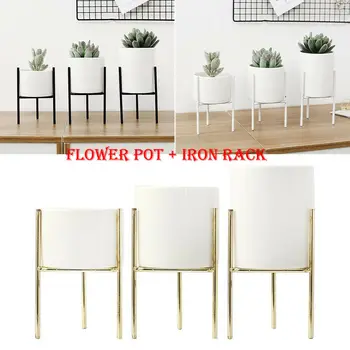

Iron Plant Vase Stand Home Decor Flower Pots Flower Planter Holder Ceramic Flower Pot Shelf Rack