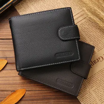 

2019 New Gift For Men Black Coffee Fashion Solid Men's Wallet Soft Leather Money Holder Wallet Bifold Cash Zipper Hasp Wallets