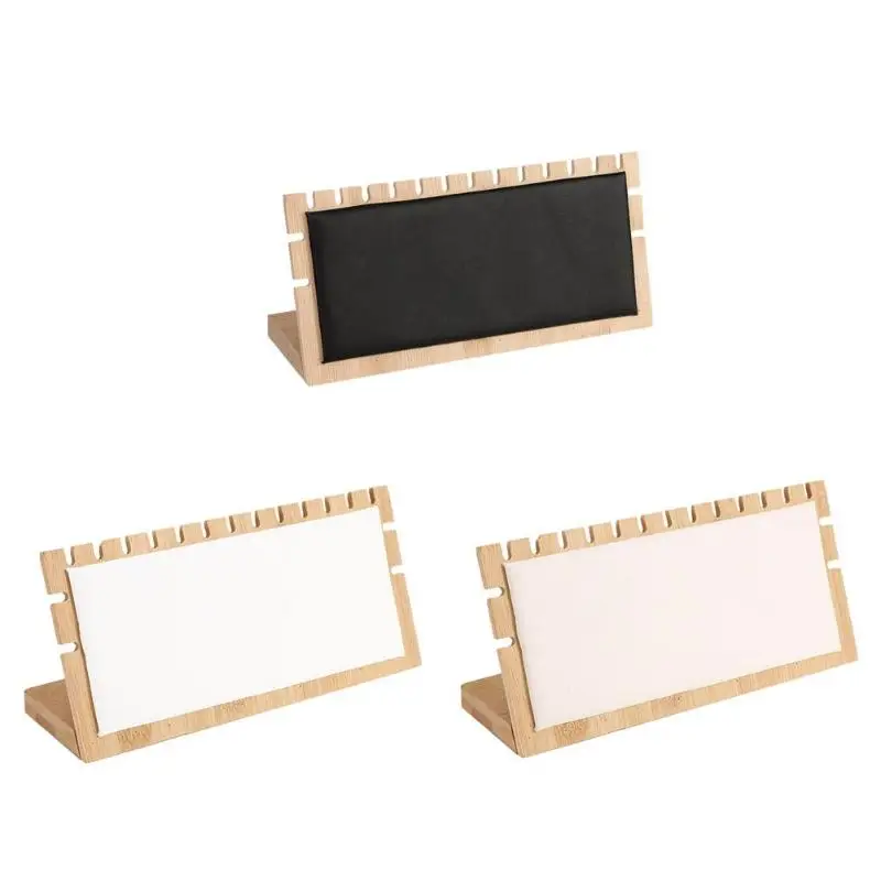 

Wood PU Earring Display Rack Jewelry Organizer Stand Necklace Holder Shelf