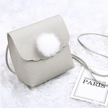 

PinShang Hair Ball Shoulder Bag Lovely Litchi Grain Satchel Coin Phone Bag