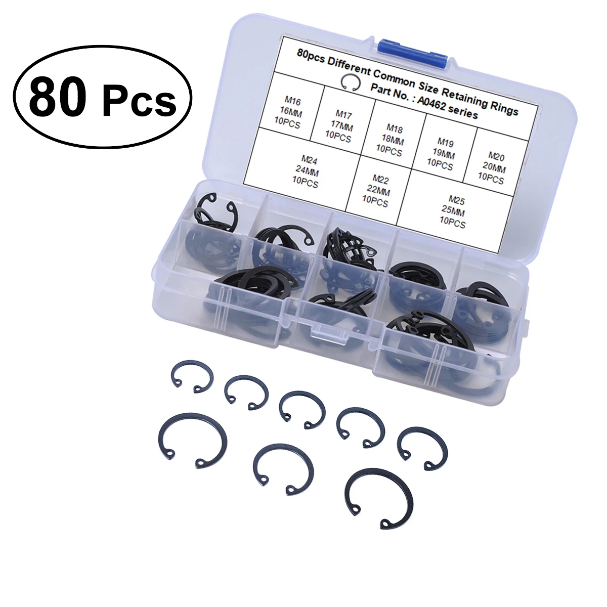 80 in 1 65 Mn Carbon Steel Universal Snap Rings Circlips Set for