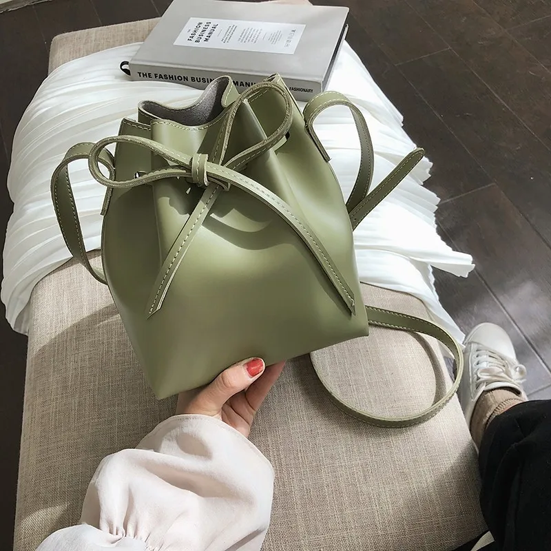 

Fashion Drawstring Bucket Bags For Women PU Leather Shoulder Messenger Bags Luxury Handbags Women Bags Designer Sac