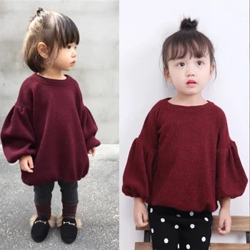 

1-6T Toddler Kids Baby Girls Knit Sweater Tops Long Sleeve Girls Pullover Autumn Outfit