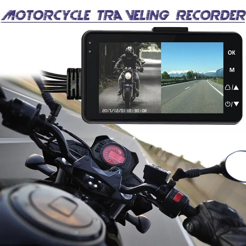 

CAREUD DC12-24V 1080P Waterproof Motorcycle Camera DVR Motor Dash Cam with Dual-track Lens Wide Field Front Rear Recorder