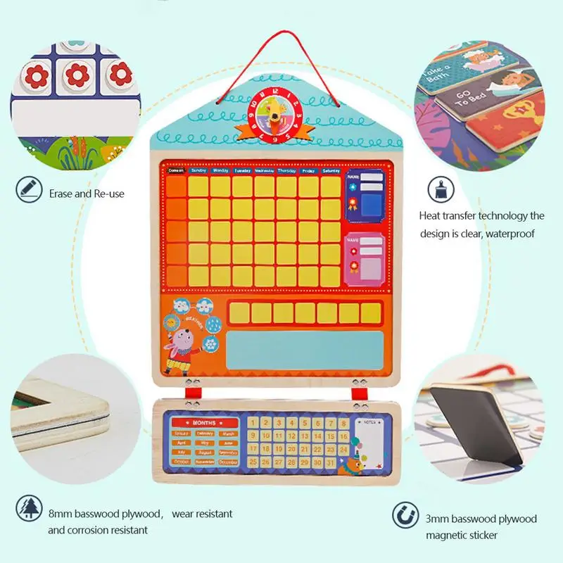 Обучающая Магнитная Таблица ответственности для детей Детская деревянная доска для записей с магнитами