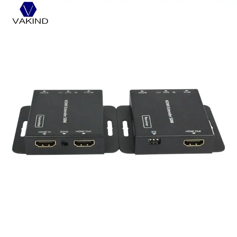 

VAKIND 2-Port HDMI Extender IR POE Cat5e/6 Cable 1080P Transmitter Receiver Switcher with Power Adapter up to 50m