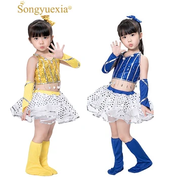 

modern jazz dance costume girl sexy sequin top salsa skirts hip hop dance costumes kids cheerleader costume girl dance wear