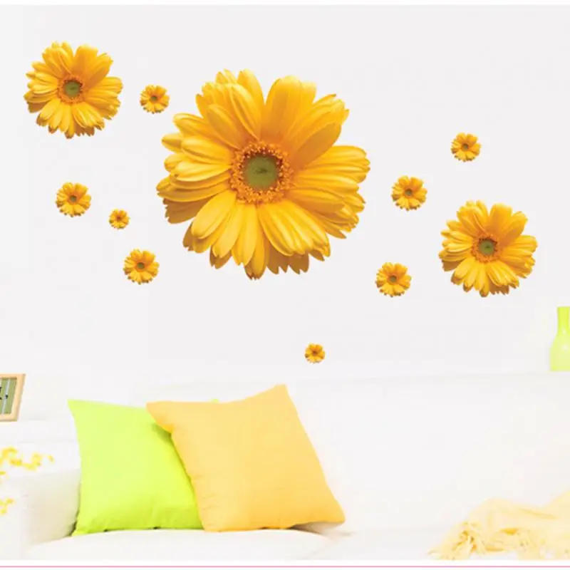 

Hot Sale Daisy Flower Living Room Vinyl 3D Wall Stickers Window Decor Bedroom Wall Decals Sticker To The Kitchen On The Door