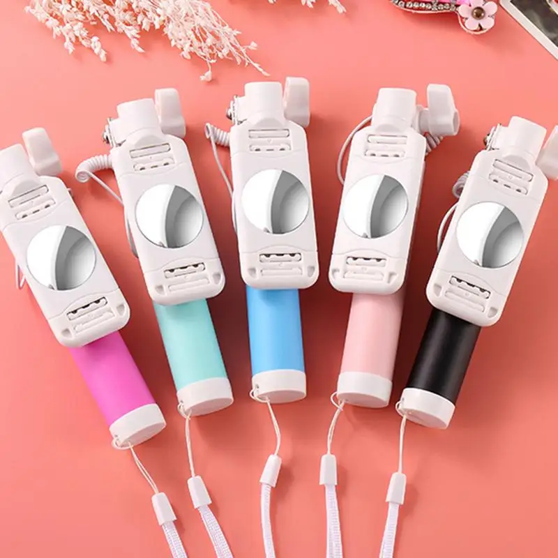  New Universal Selfie Stick Self-timer Lever Mini Foldable Wired Selfie Stick For IPhone 6 6S For Samsung Huawei Mobile Phone