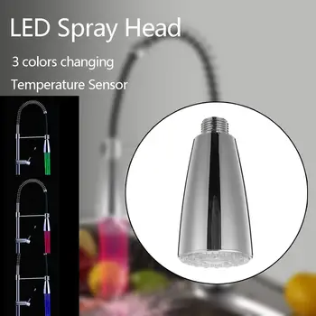 

Kitchen Pull Out Faucet Spout LED Spray Head 3Color Led Water Faucet Nozzle Torneira Temperature-Controlled Water Filter