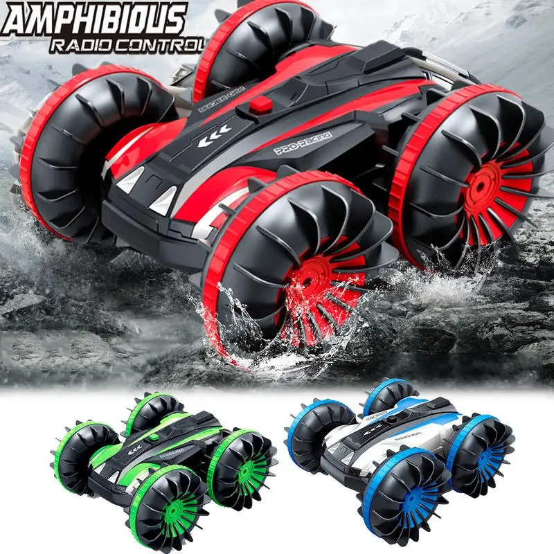 Remote Control Car Waterproof Remote Control Double Sided Driving Four-Wheel Drive Remote Control Amphibious Stunt Car