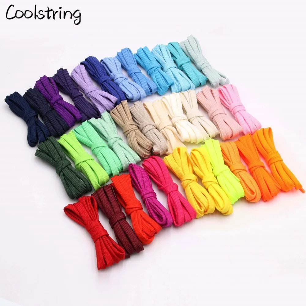 Coolstring 0.7cm Canvas Casual Shoelace Hollow Double Flat Shoelace Solid Color Plain Bootlaces For Dad Shoes Sneakers 34 Colors