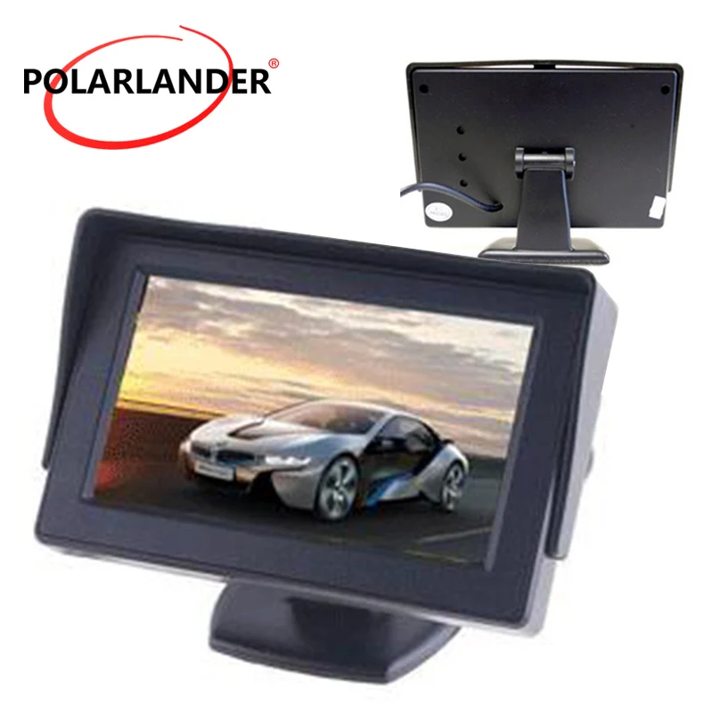 

Free shipping For Rear View Camera Or DVD reverse priority 4.3 Inch color TFT LCD Car Monitor With 2Ch Video Input