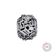 Стерлингового серебра 925 пробы, чистый CZ, гравированная элегантность подвески с бусинами, оригинальные браслеты, ожерелья DIY бусины для изготовления ювелирных изделий