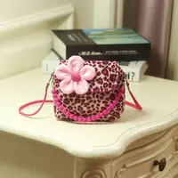 2024 Brand New Lovely Baby Girls Kids 3D Flower Mini Zipper Shoulder Messenger Purse Bag Leopard Candy Color Coin Purses Gift 2