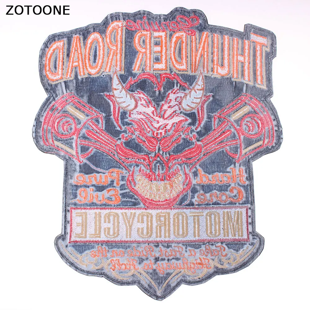 ZOTOONE Cool Red Thunder Road нашивки железная вышивка на одежде Большой Череп нашивки в живую, чтобы кататься на заказ патч аппликация «сделай сам» E