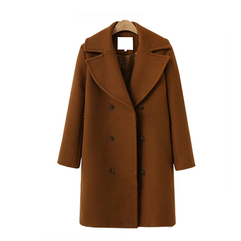 Осень зима Модные женские Пальто повседневные куртки с длинным рукавом блейзер верхняя одежда женское элегантное шерстяное двубортное пальто