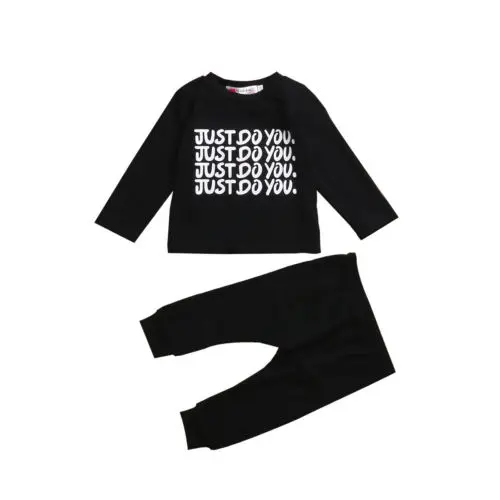 2pcs Toddler Kids Baby Boy Letter Sweatsuit Clothes Long Sleeve Tops Pants Cotton Warm Casual Outfits Baby Boys 0-24M