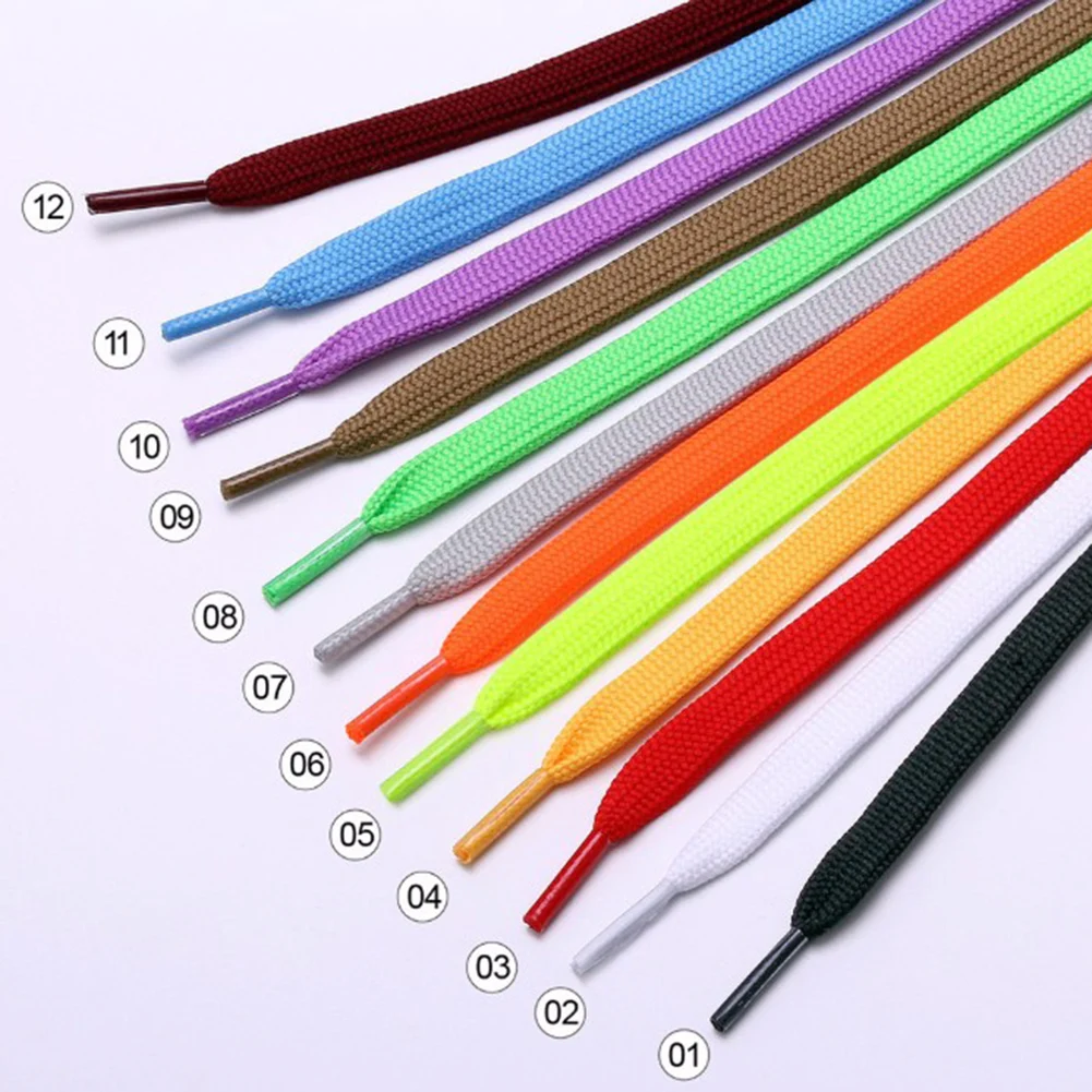 1 Pair 100cm Shoelace Flat Popular Sports Shoes Laces Casual Canvas Polyester Shoelaces Candy Color White Black Green Shoelace