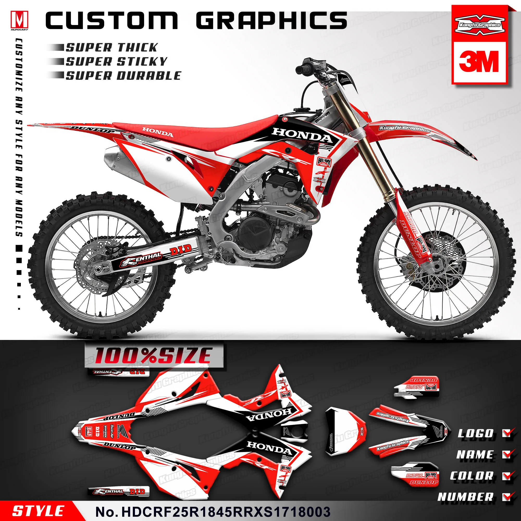 KUNGFU графика крест Supercross гоночные наклейки MX для Honda CRF250R CRF 250 R CRF450R CRF450RX Supermoto 2017 2018
